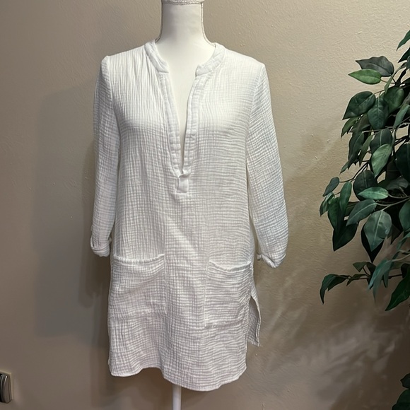 Kona Sol Other - Kona Sol V-neck Cotton Tunic Swimsuit Cover-up White/Pockets size S